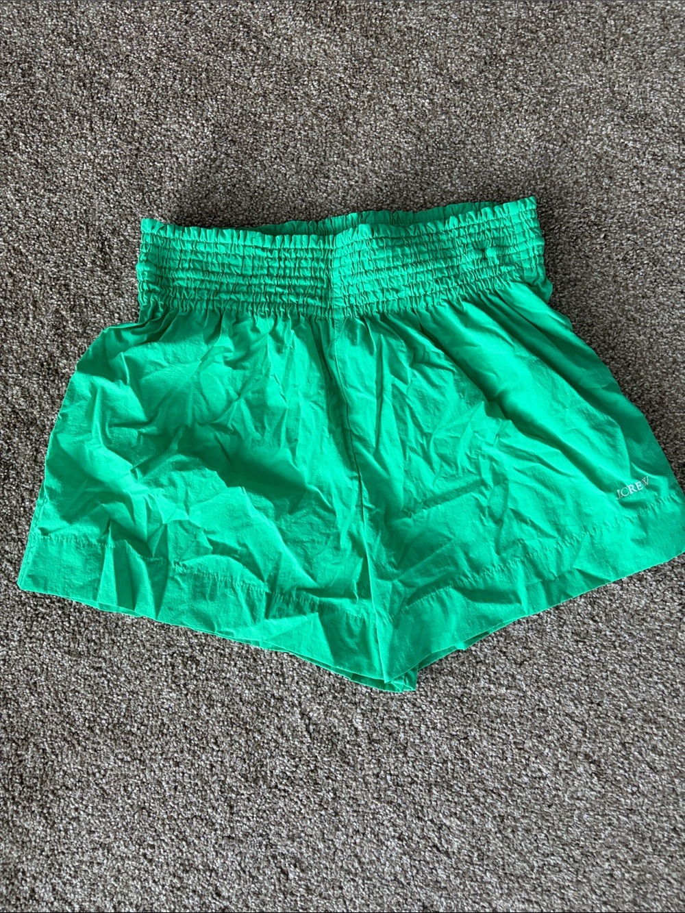 J. Crew Green Smocked-Waist Athletic Shorts